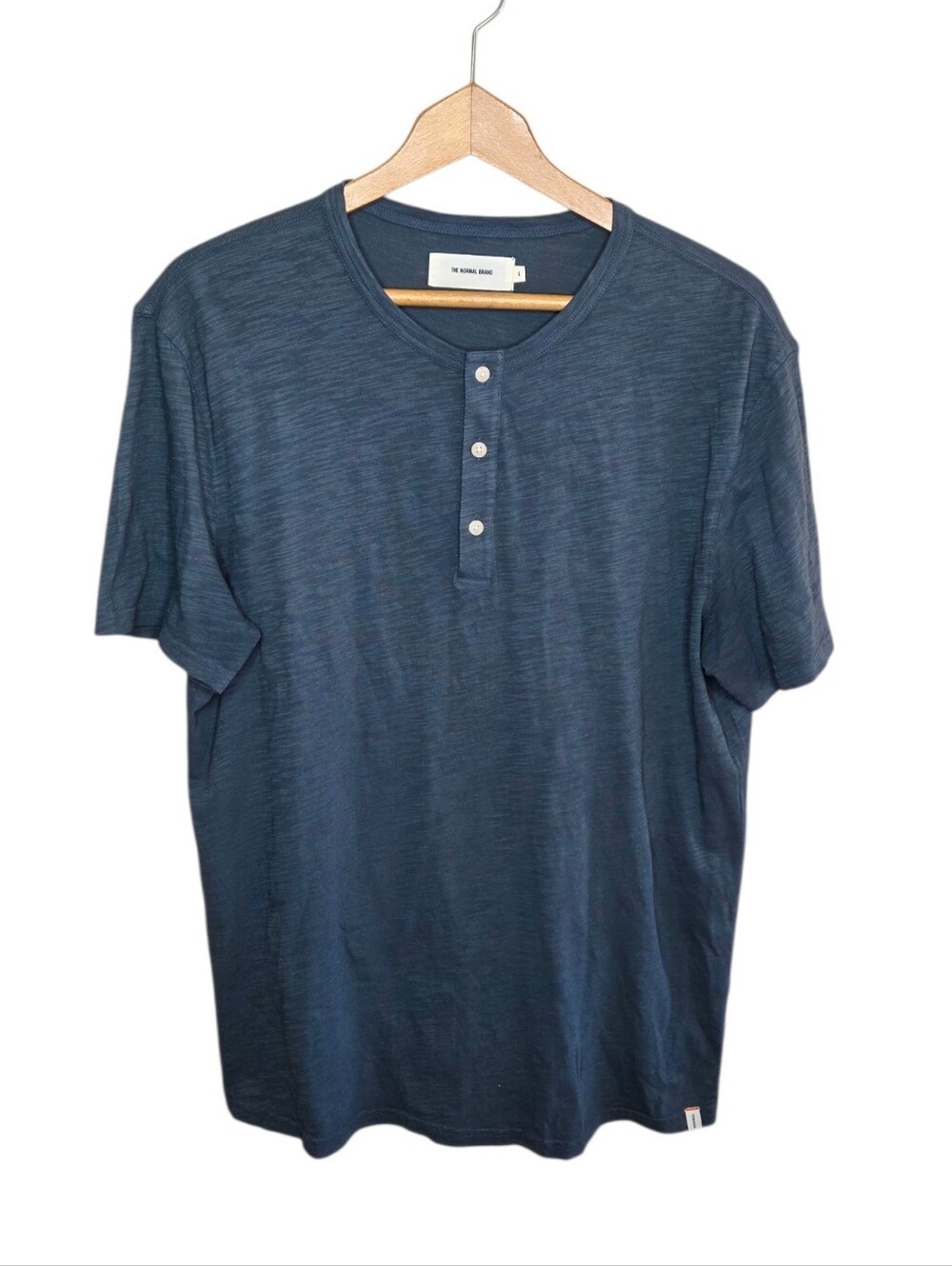 The Normal Brand Dark Gray Slub Henley Style T-Shirt Mens Size Large Preppy